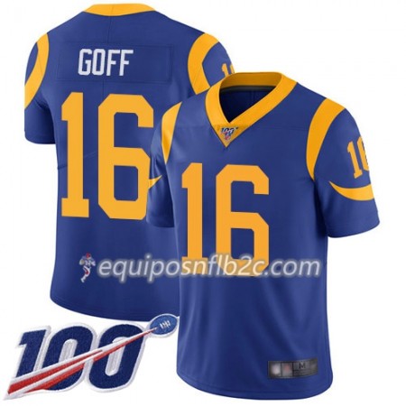 Camiseta Hombre NFL Los Angeles Rams Jared Goff 16 Nike Royal Azul Alternate Stitched 100th